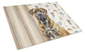 Brindle Boerboel Coffee Bar Cutting Board Tempered Glass Kitchen Cutting Surface, Heat Resistant Chopping, Non-Slip Feet, Food Prep & Serving