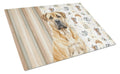 Fawn Boerboel Coffee Bar Cutting Board Tempered Glass Kitchen Cutting Surface, Heat Resistant Chopping, Non-Slip Feet, Food Prep & Serving