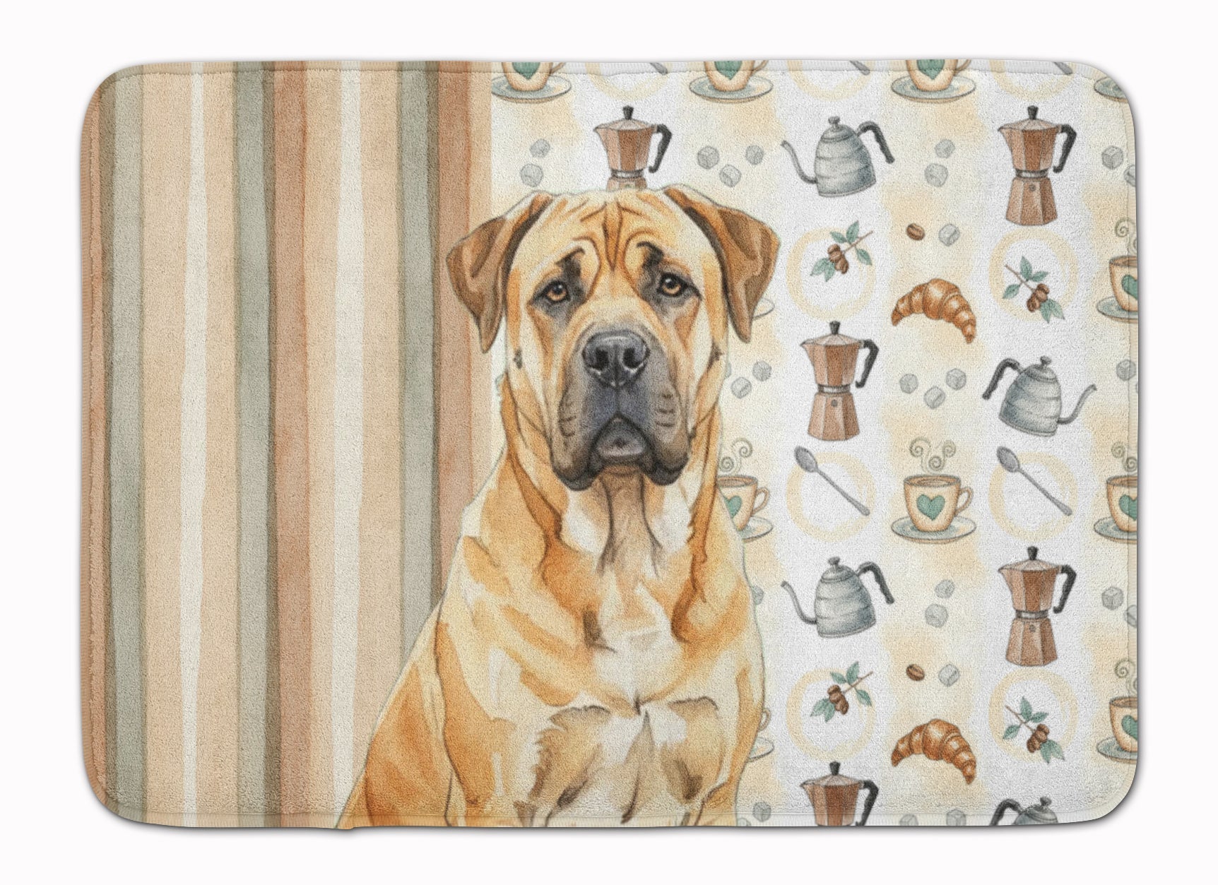 Fawn Boerboel Coffee Bar Memory Foam Kitchen Mat Machine Washable Anti-Fatigue Cushion Comfort Bath or Kitchen Rug
