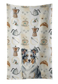 Blue Merle Border Collie Coffee Bar Kitchen Towel Velour Plush Front and Cotton Loop Back Machine Washable