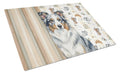 Blue Merle Border Collie Coffee Bar Cutting Board Tempered Glass Kitchen Cutting Surface, Heat Resistant Chopping, Non-Slip Feet, Food Prep & Serving