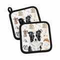 Border Collie Coffee Bar Pot Holder Set of 2 Heat Resistant Quilted Hot Pads 7.5 x 7.5 Inch, Insulated Kitchen Trivets for Cooking & Baking