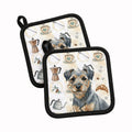Blue and Tan Border Terrier Coffee Bar Pot Holder Set of 2 Heat Resistant Quilted Hot Pads 7.5 x 7.5 Inch, Insulated Kitchen Trivets for Cooking & Baking
