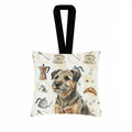 Grizzle and Tan Border Terrier Coffee Bar Hanging Square Fabric Ornament 3.5 � 3.5 Decorative Door-Knob & Tree Hanger, Soft Fabric