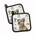 Grizzle and Tan Border Terrier Coffee Bar Pot Holder Set of 2 Heat Resistant Quilted Hot Pads 7.5 x 7.5 Inch, Insulated Kitchen Trivets for Cooking & Baking