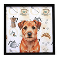 Red Border Terrier Coffee Bar Framed Metal Print Bathroom, Kitchen, Office, Home Decor Wall Art Ready to Hang, Square, 8X8
