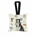 Black and White Borzoi Coffee Bar Hanging Square Fabric Ornament 3.5 � 3.5 Decorative Door-Knob & Tree Hanger, Soft Fabric