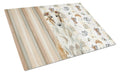 Borzoi Coffee Bar Cutting Board Tempered Glass Kitchen Cutting Surface, Heat Resistant Chopping, Non-Slip Feet, Food Prep & Serving
