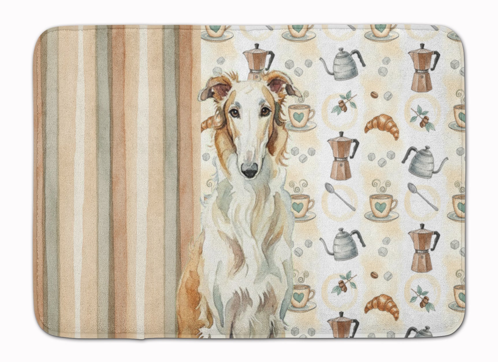 Borzoi Coffee Bar Memory Foam Kitchen Mat Machine Washable Anti-Fatigue Cushion Comfort Bath or Kitchen Rug