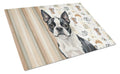 Boston Terrier Coffee Bar Cutting Board Tempered Glass Kitchen Cutting Surface, Heat Resistant Chopping, Non-Slip Feet, Food Prep & Serving