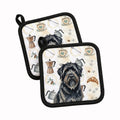 Bouvier des Flandres Coffee Bar Pot Holder Set of 2 Heat Resistant Quilted Hot Pads 7.5 x 7.5 Inch, Insulated Kitchen Trivets for Cooking & Baking