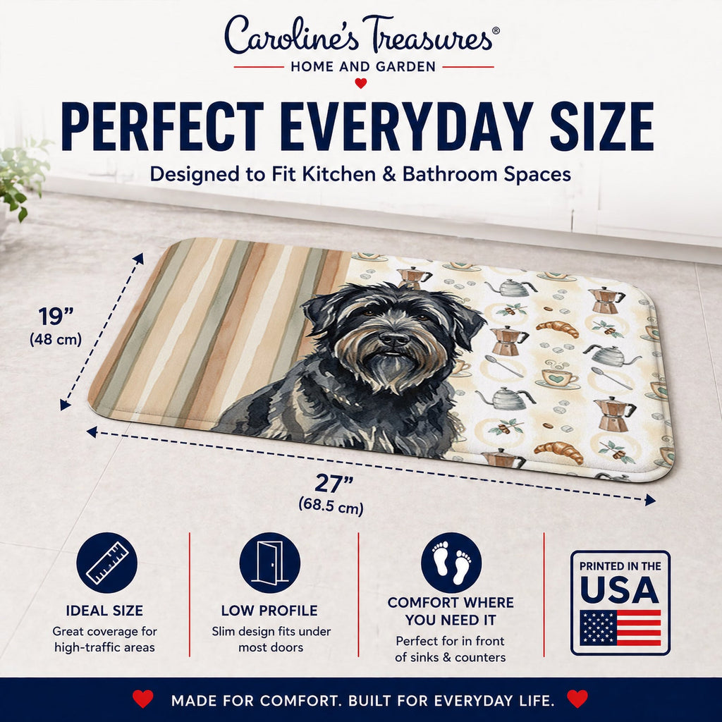 Bouvier des Flandres Coffee Bar Memory Foam Kitchen Mat Machine Washable Anti-Fatigue Cushion Comfort Bath or Kitchen Rug