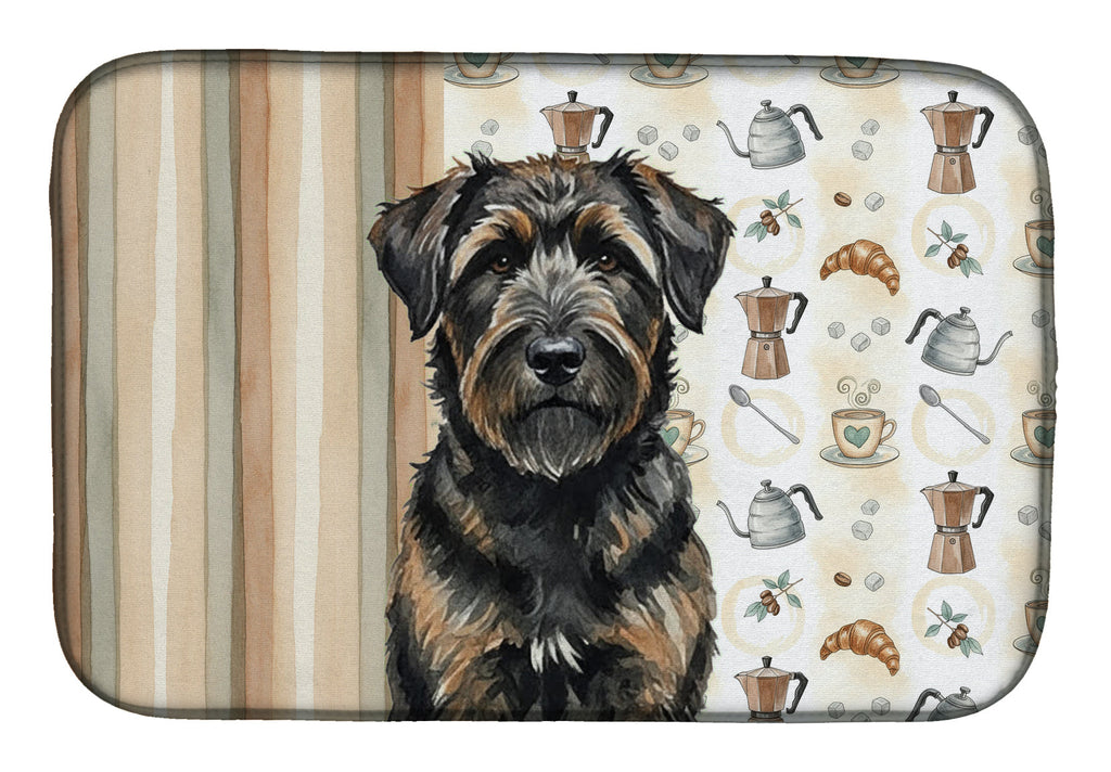 Brindle Bouvier des Flandres Coffee Bar Dish Drying Mat Absorbent Dish Drying Mat Pad for Kitchen Counter Dish Drainer Mat for Countertop, 14 x 21", Multicolor