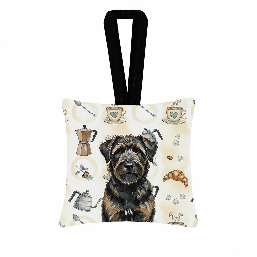 Brindle Bouvier des Flandres Coffee Bar Hanging Square Fabric Ornament 3.5 � 3.5 Decorative Door-Knob & Tree Hanger, Soft Fabric