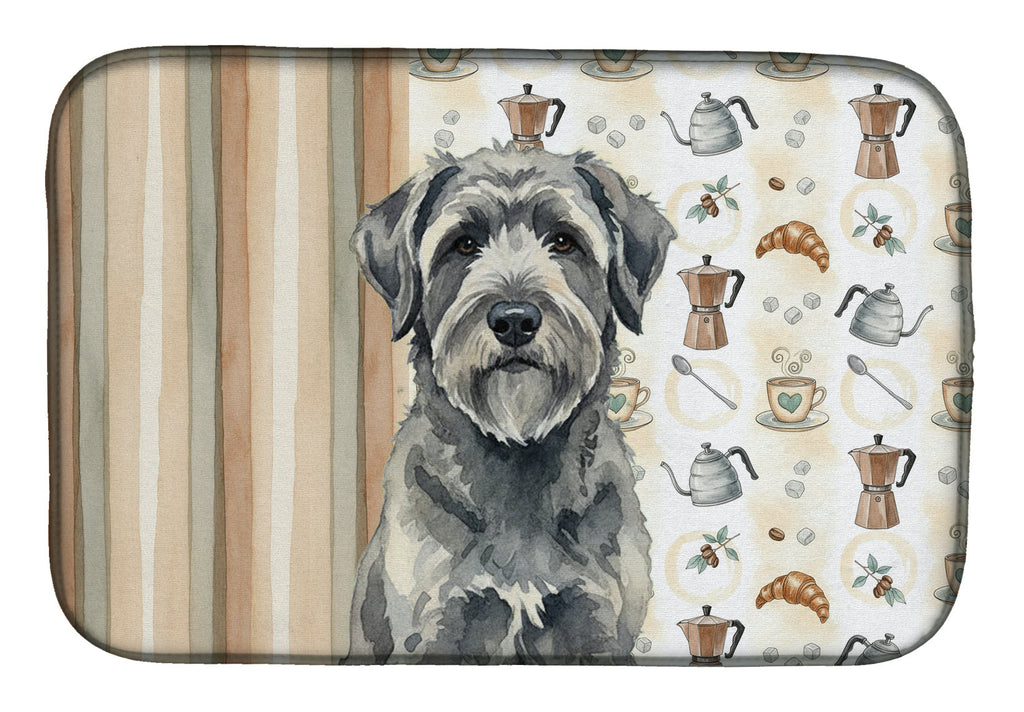 Gray Bouvier des Flandres Coffee Bar Dish Drying Mat Absorbent Dish Drying Mat Pad for Kitchen Counter Dish Drainer Mat for Countertop, 14 x 21", Multicolor
