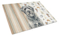 Gray Bouvier des Flandres Coffee Bar Cutting Board Tempered Glass Kitchen Cutting Surface, Heat Resistant Chopping, Non-Slip Feet, Food Prep & Serving