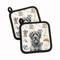 Gray Bouvier des Flandres Coffee Bar Pot Holder Set of 2 Heat Resistant Quilted Hot Pads 7.5 x 7.5 Inch, Insulated Kitchen Trivets for Cooking & Baking