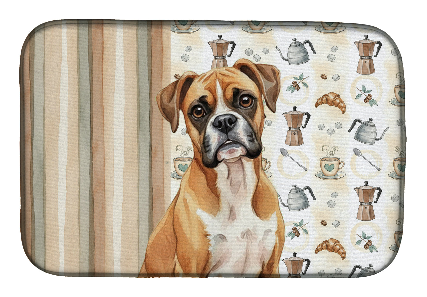 Boxer Coffee Bar Dish Drying Mat Absorbent Dish Drying Mat Pad for Kitchen Counter Dish Drainer Mat for Countertop, 14 x 21", Multicolor