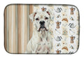 White Boxer Coffee Bar Dish Drying Mat Absorbent Dish Drying Mat Pad for Kitchen Counter Dish Drainer Mat for Countertop, 14 x 21", Multicolor