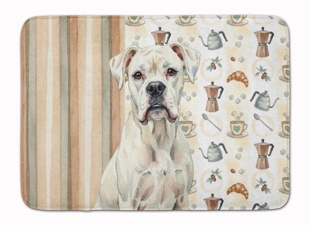 White Boxer Coffee Bar Memory Foam Kitchen Mat Machine Washable Anti-Fatigue Cushion Comfort Bath or Kitchen Rug