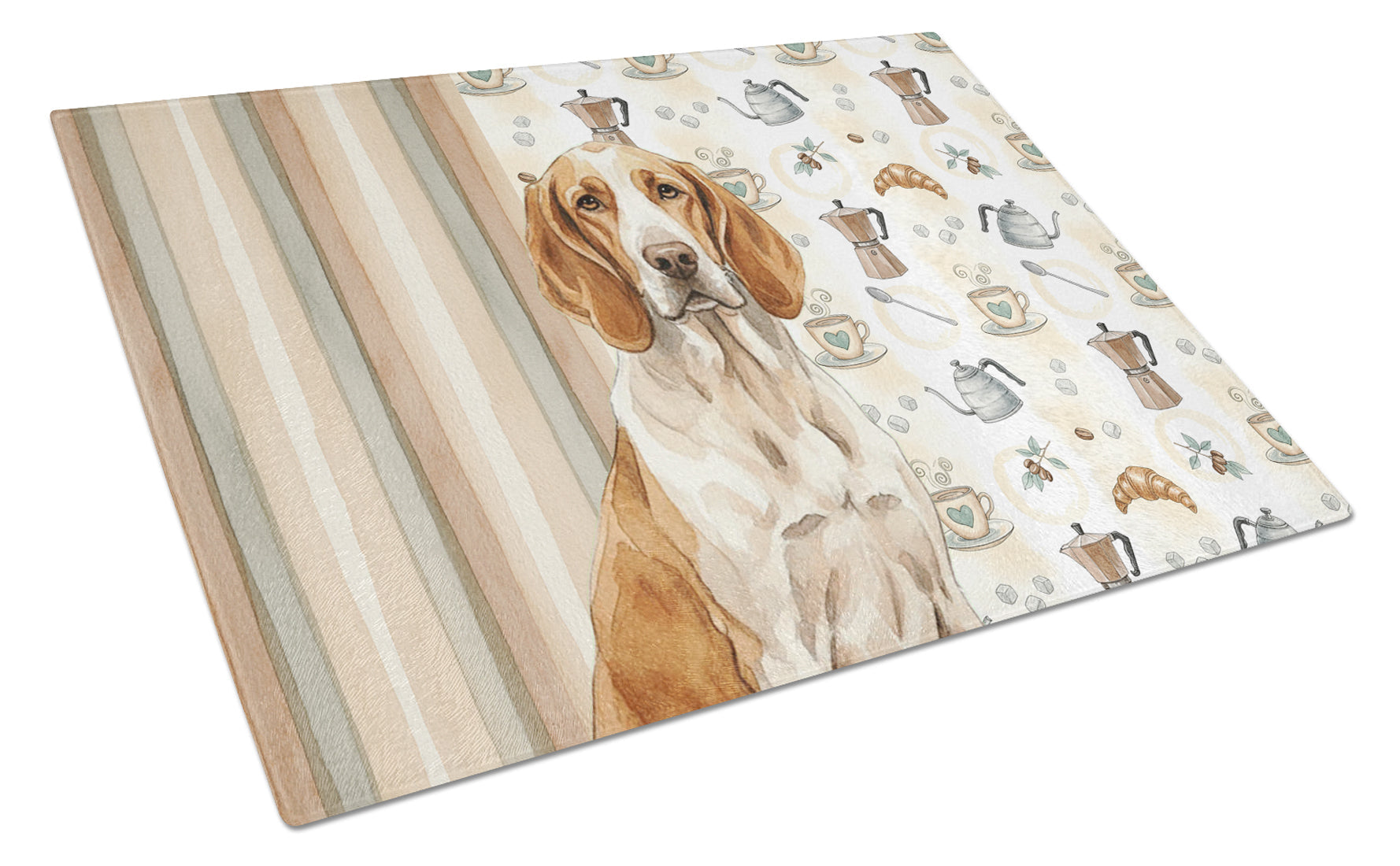 Bracco Italiano Coffee Bar Cutting Board Tempered Glass Kitchen Cutting Surface, Heat Resistant Chopping, Non-Slip Feet, Food Prep & Serving
