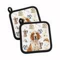 Bracco Italiano Coffee Bar Pot Holder Set of 2 Heat Resistant Quilted Hot Pads 7.5 x 7.5 Inch, Insulated Kitchen Trivets for Cooking & Baking