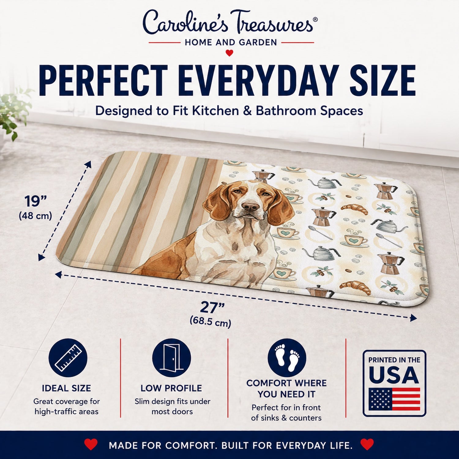 Bracco Italiano Coffee Bar Memory Foam Kitchen Mat Machine Washable Anti-Fatigue Cushion Comfort Bath or Kitchen Rug