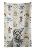 Gray Briard Coffee Bar Kitchen Towel Velour Plush Front and Cotton Loop Back Machine Washable