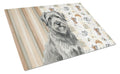 Gray Briard Coffee Bar Cutting Board Tempered Glass Kitchen Cutting Surface, Heat Resistant Chopping, Non-Slip Feet, Food Prep & Serving