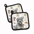 Gray Briard Coffee Bar Pot Holder Set of 2 Heat Resistant Quilted Hot Pads 7.5 x 7.5 Inch, Insulated Kitchen Trivets for Cooking & Baking