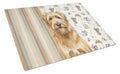Tawny Briard Coffee Bar Cutting Board Tempered Glass Kitchen Cutting Surface, Heat Resistant Chopping, Non-Slip Feet, Food Prep & Serving