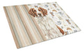 Liver and White Brittany Coffee Bar Cutting Board Tempered Glass Kitchen Cutting Surface, Heat Resistant Chopping, Non-Slip Feet, Food Prep & Serving