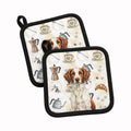 Liver and White Brittany Coffee Bar Pot Holder Set of 2 Heat Resistant Quilted Hot Pads 7.5 x 7.5 Inch, Insulated Kitchen Trivets for Cooking & Baking