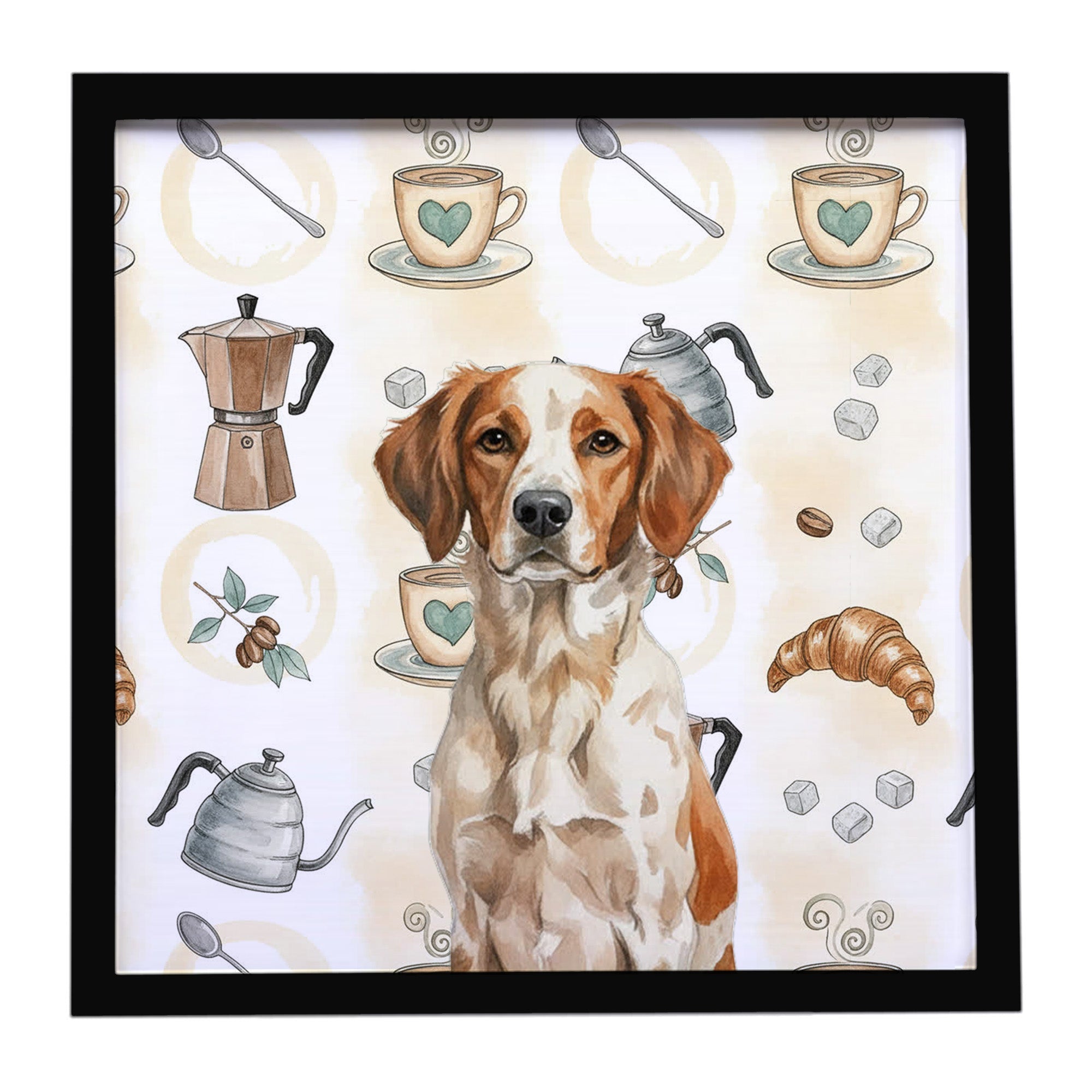 Roan Brittany Coffee Bar Framed Metal Print Bathroom, Kitchen, Office, Home Decor Wall Art Ready to Hang, Square, 8X8
