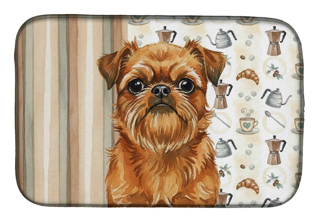 Belge Brussels Griffon Coffee Bar Dish Drying Mat Absorbent Dish Drying Mat Pad for Kitchen Counter Dish Drainer Mat for Countertop, 14 x 21", Multicolor