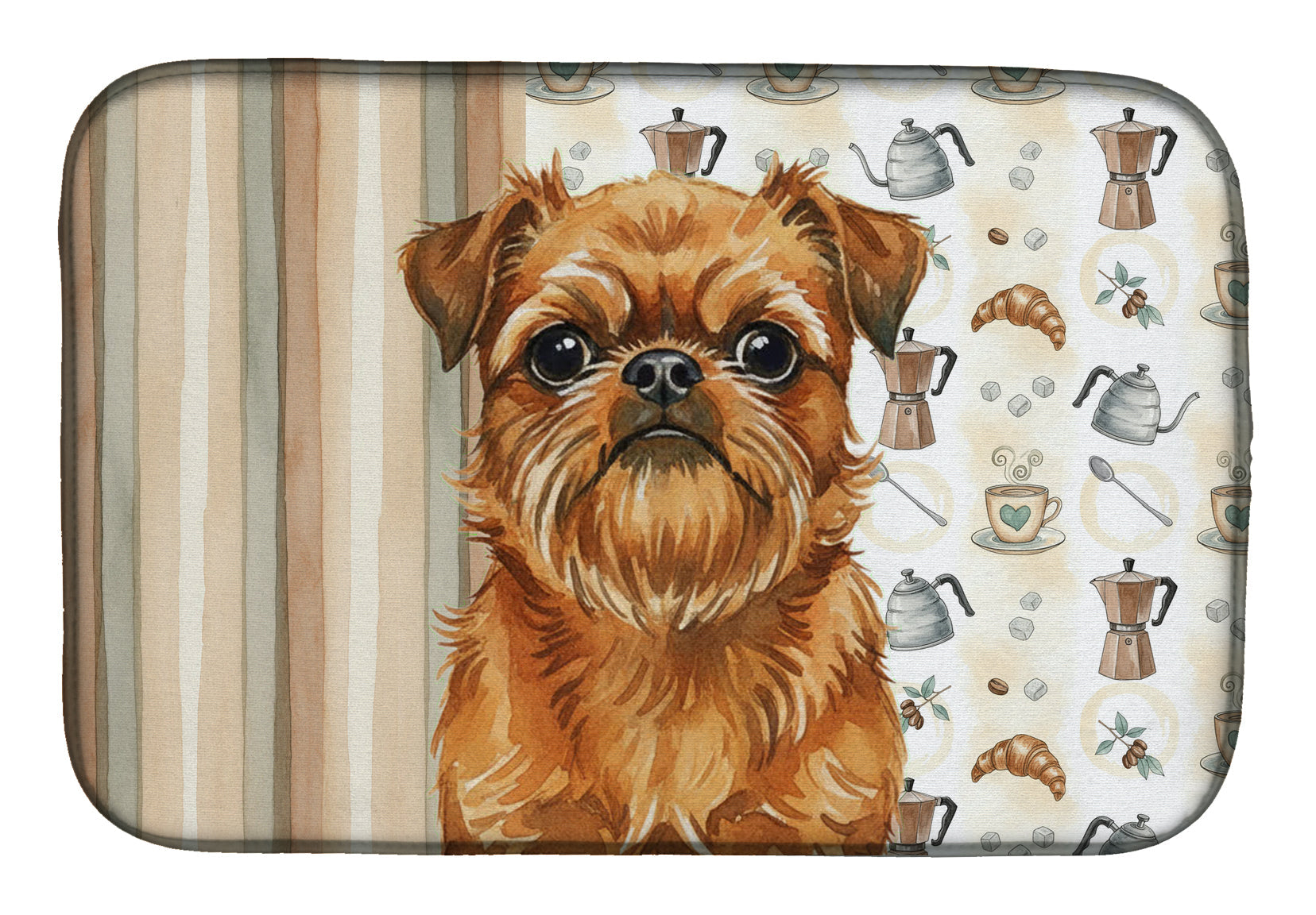 Belge Brussels Griffon Coffee Bar Dish Drying Mat Absorbent Dish Drying Mat Pad for Kitchen Counter Dish Drainer Mat for Countertop, 14 x 21", Multicolor
