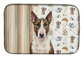 Brindle and White Bull Terrier Coffee Bar Dish Drying Mat Absorbent Dish Drying Mat Pad for Kitchen Counter Dish Drainer Mat for Countertop, 14 x 21", Multicolor