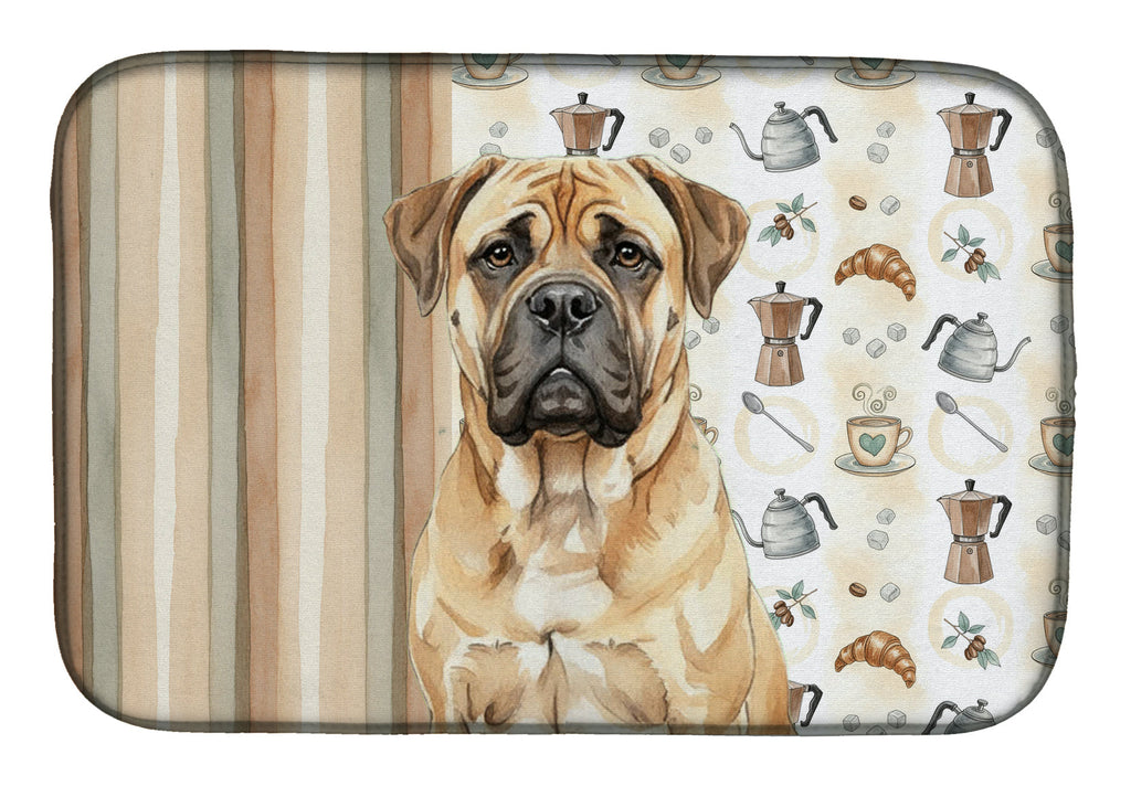 Bullmastiff Coffee Bar Dish Drying Mat Absorbent Dish Drying Mat Pad for Kitchen Counter Dish Drainer Mat for Countertop, 14 x 21", Multicolor