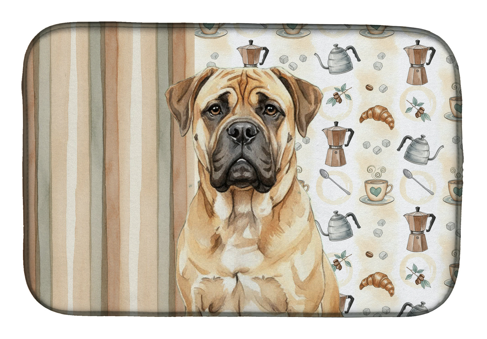 Bullmastiff Coffee Bar Dish Drying Mat Absorbent Dish Drying Mat Pad for Kitchen Counter Dish Drainer Mat for Countertop, 14 x 21", Multicolor