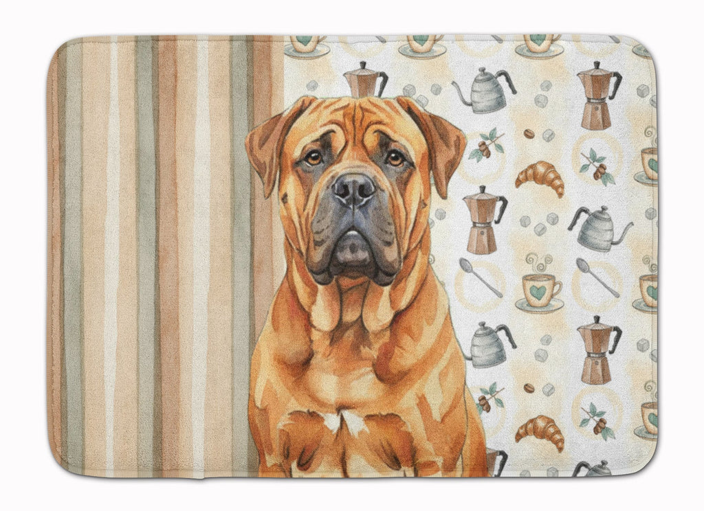 Red Bullmastiff Coffee Bar Memory Foam Kitchen Mat Machine Washable Anti-Fatigue Cushion Comfort Bath or Kitchen Rug