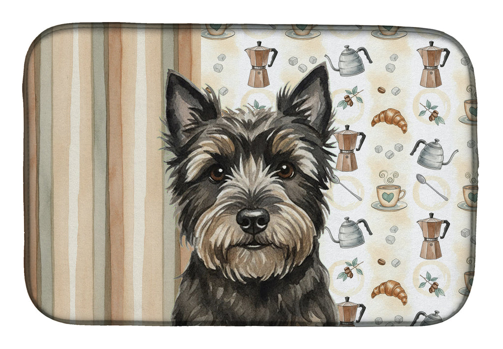 Black Cairn Terrier Coffee Bar Dish Drying Mat Absorbent Dish Drying Mat Pad for Kitchen Counter Dish Drainer Mat for Countertop, 14 x 21", Multicolor
