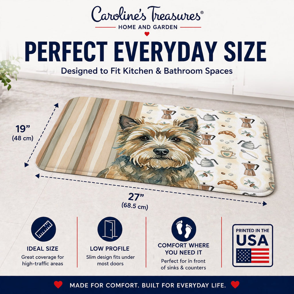 Cairn Terrier Coffee Bar Memory Foam Kitchen Mat Machine Washable Anti-Fatigue Cushion Comfort Bath or Kitchen Rug