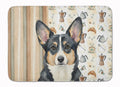 Black and White Cardigan Welsh Corgi Coffee Bar Memory Foam Kitchen Mat Machine Washable Anti-Fatigue Cushion Comfort Bath or Kitchen Rug