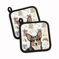 Brindle Cardigan Welsh Corgi Coffee Bar Pot Holder Set of 2 Heat Resistant Quilted Hot Pads 7.5 x 7.5 Inch, Insulated Kitchen Trivets for Cooking & Baking