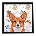 Red Cardigan Welsh Corgi Coffee Bar Framed Metal Print Bathroom, Kitchen, Office, Home Decor Wall Art Ready to Hang, Square, 8X8