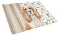 Blenheim Cavalier Spaniel Coffee Bar Cutting Board Tempered Glass Kitchen Cutting Surface, Heat Resistant Chopping, Non-Slip Feet, Food Prep & Serving
