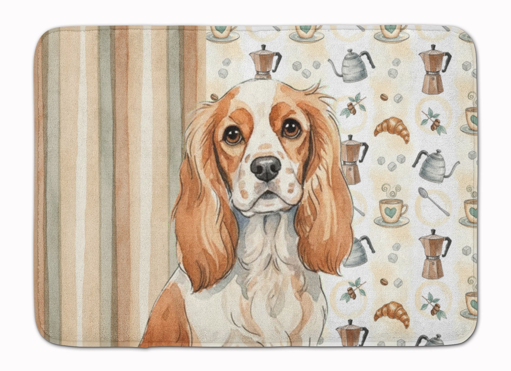 Blenheim Cavalier Spaniel Coffee Bar Memory Foam Kitchen Mat Machine Washable Anti-Fatigue Cushion Comfort Bath or Kitchen Rug