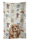 Ruby Cavalier Spaniel Coffee Bar Kitchen Towel Velour Plush Front and Cotton Loop Back Machine Washable