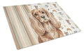 Ruby Cavalier Spaniel Coffee Bar Cutting Board Tempered Glass Kitchen Cutting Surface, Heat Resistant Chopping, Non-Slip Feet, Food Prep & Serving