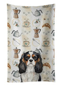 Tricolor Cavalier Spaniel Coffee Bar Kitchen Towel Velour Plush Front and Cotton Loop Back Machine Washable